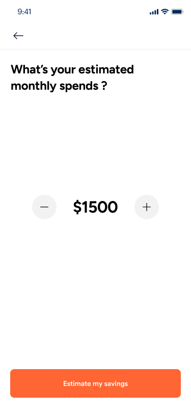 Savings calculator spend input