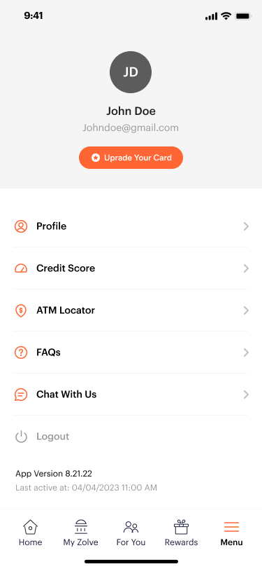 Profile menu upgrade entry