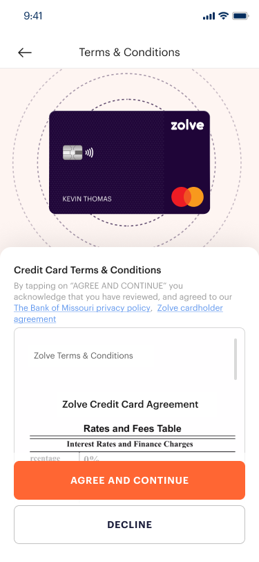 Terms and conditions with the personalised card