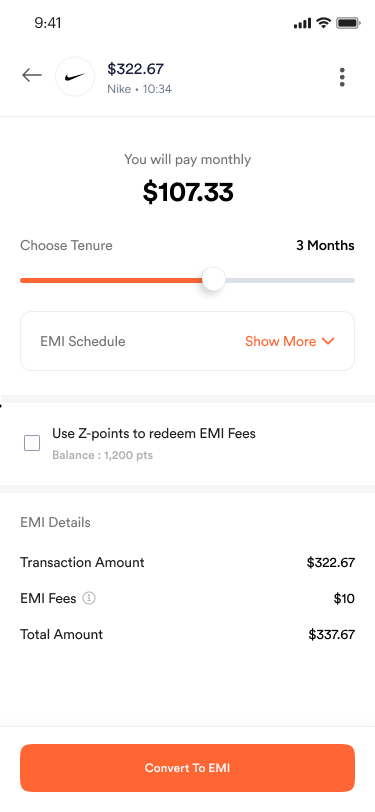 Tenure slider with monthly repayment