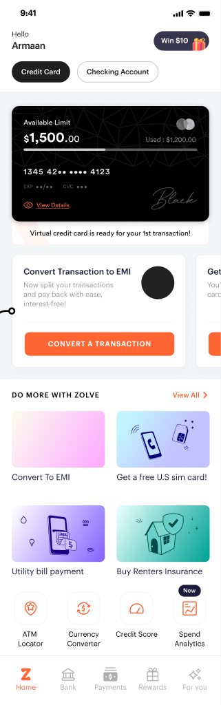Home screen banner to convert a transaction