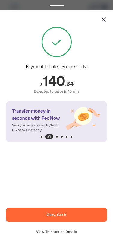 Payment initiated with settlement time