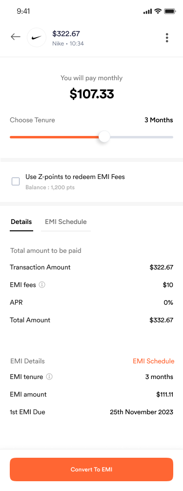 Version two with details and schedule tabs